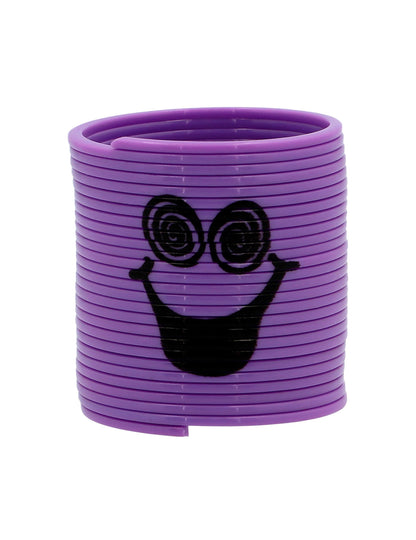 Gros plan sur le modèle violet du lot de mini ressorts visages amusants pour pinata