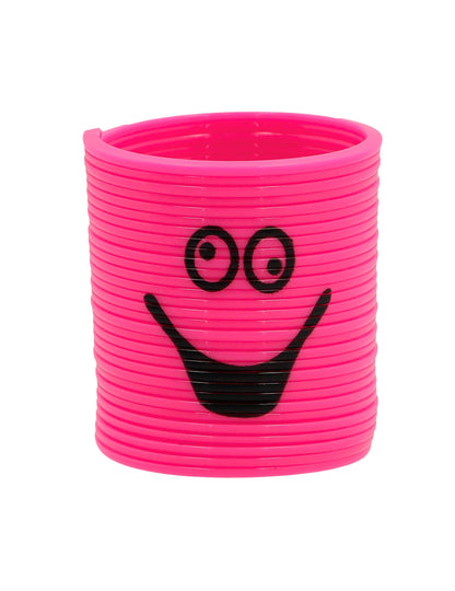 Gros plan sur le modèle rose du lot de mini ressorts visages amusants pour pinata