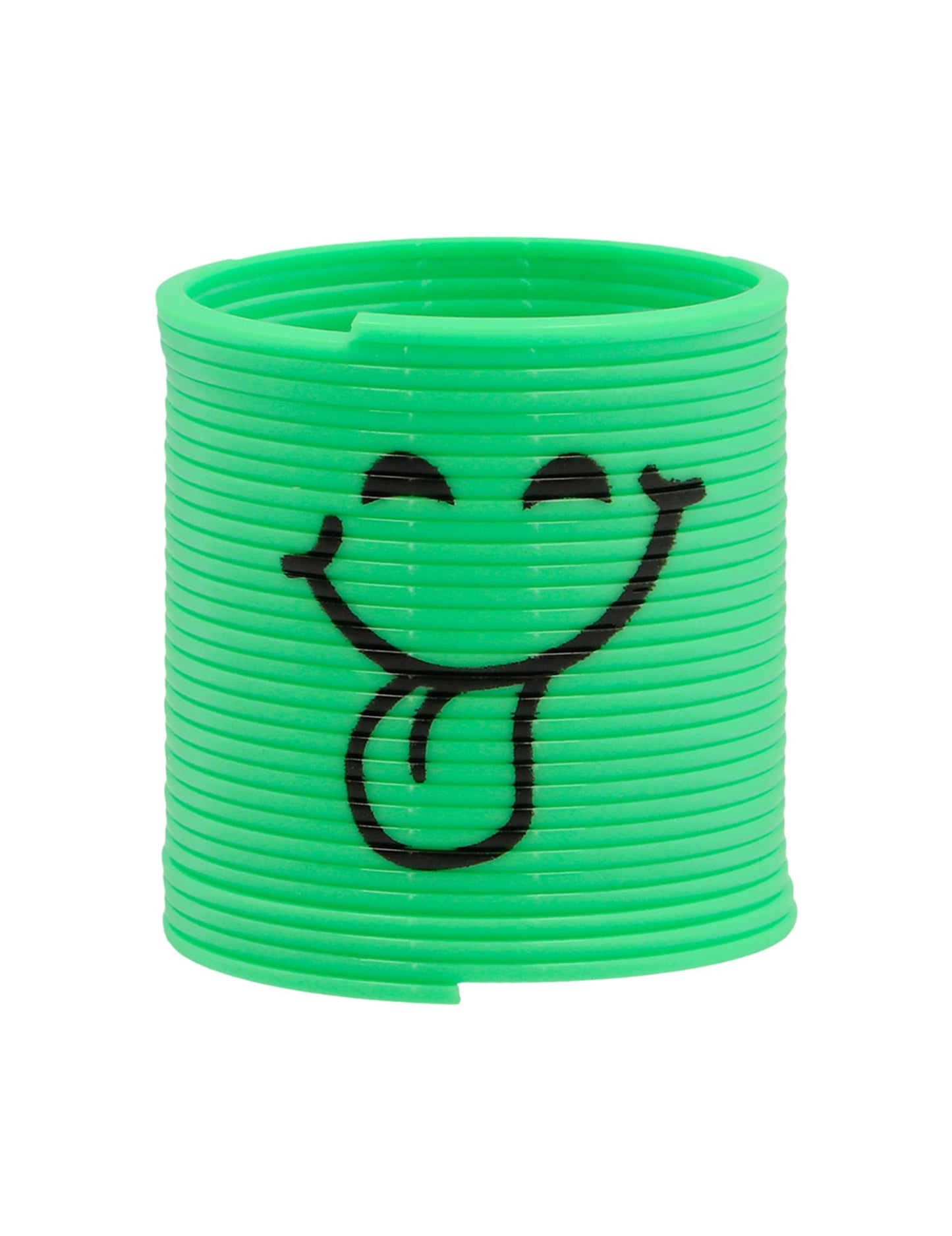 Gros plan sur le modèle vert du lot de mini ressorts visages amusants pour pinata