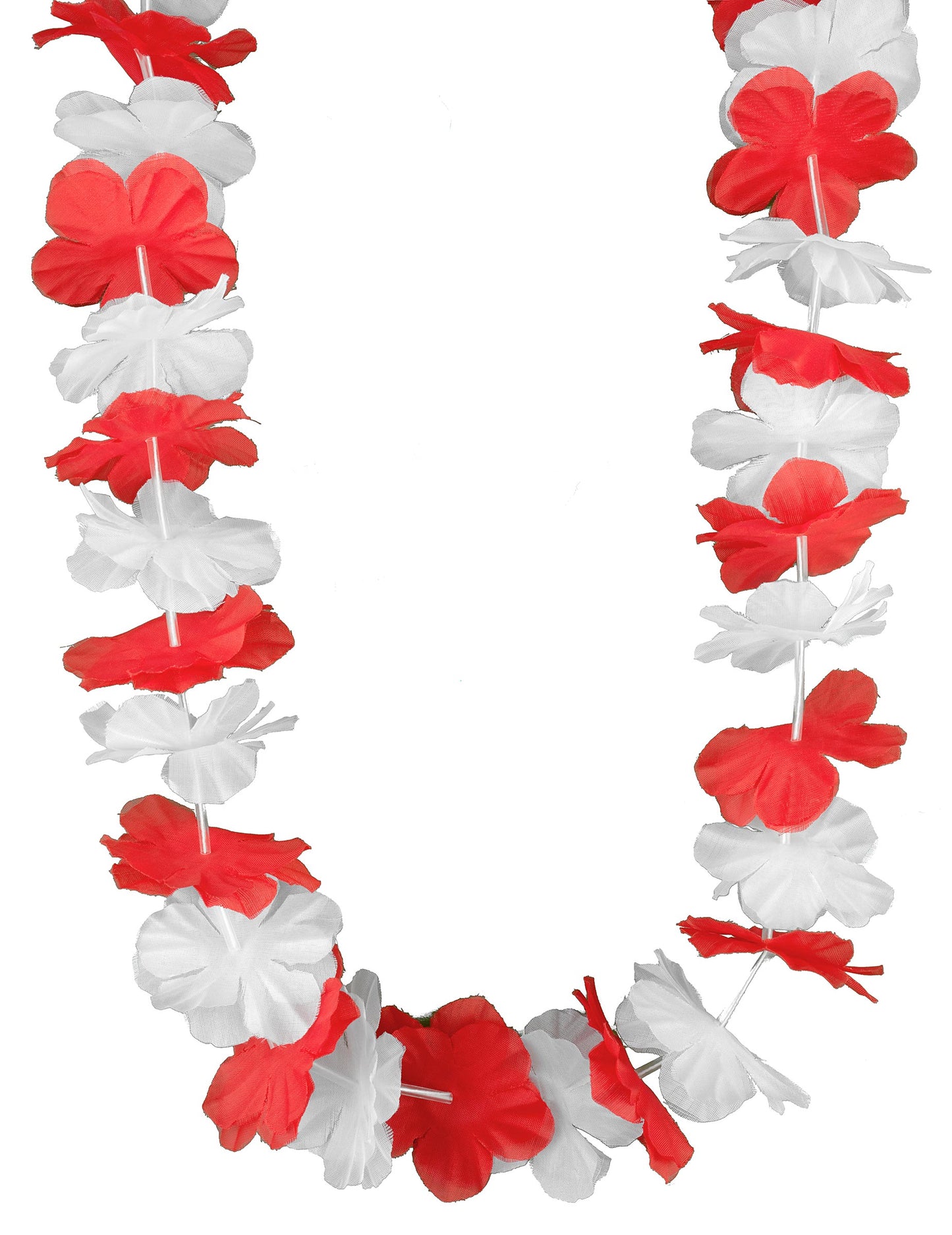 Set van 12 Hawaii kransen rood wit volwassenen