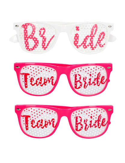 Lot de 3 lunettes Team Bride et Bride to be adulte
