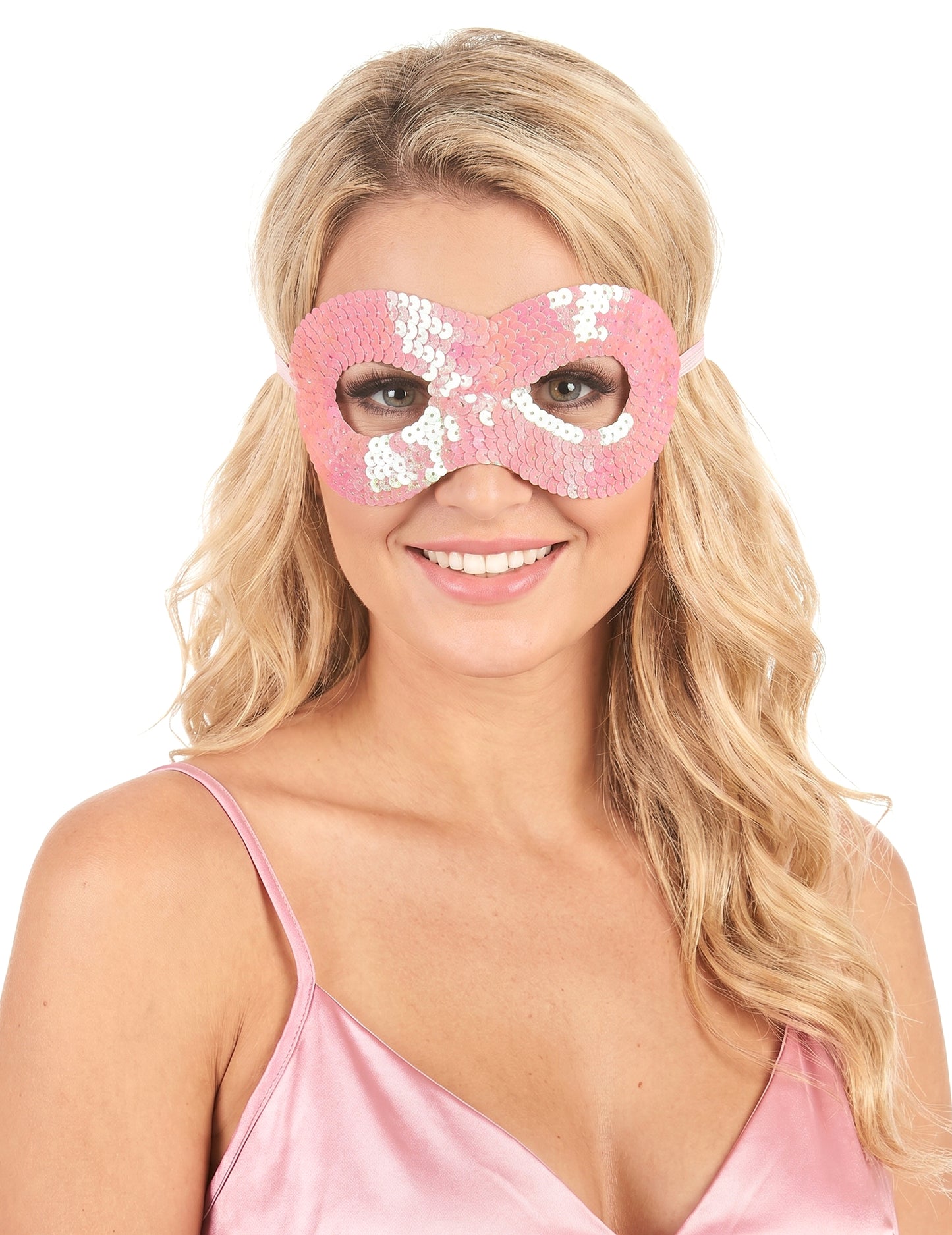 Loup avec sequins rose adulte