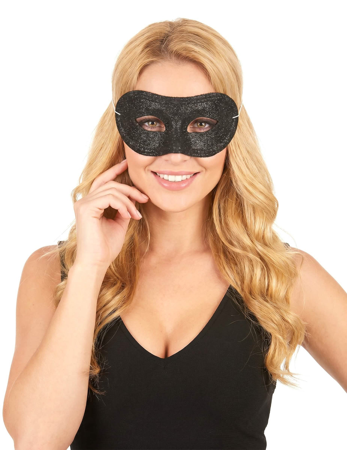 Zwart glitter masker voor volwassenen