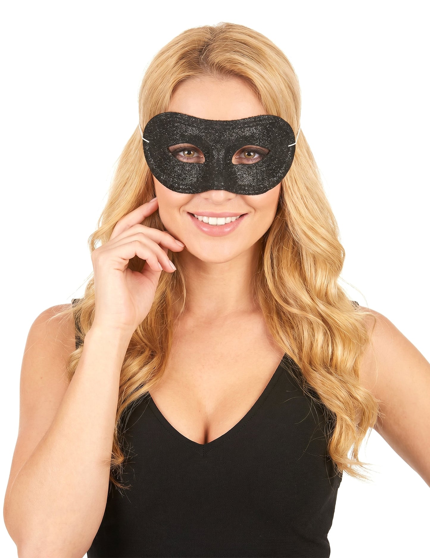Loup plastique pailleté noir adulte