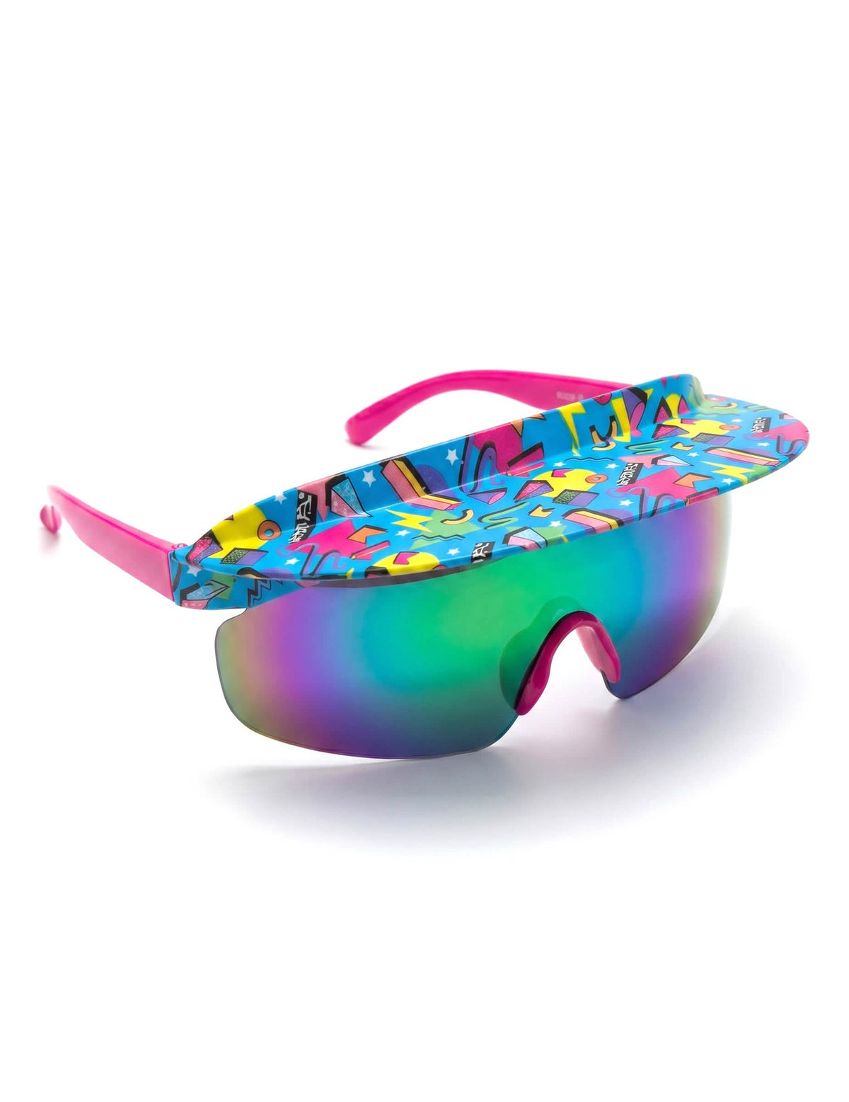 Lunettes avec visière années 80 bleues adulte