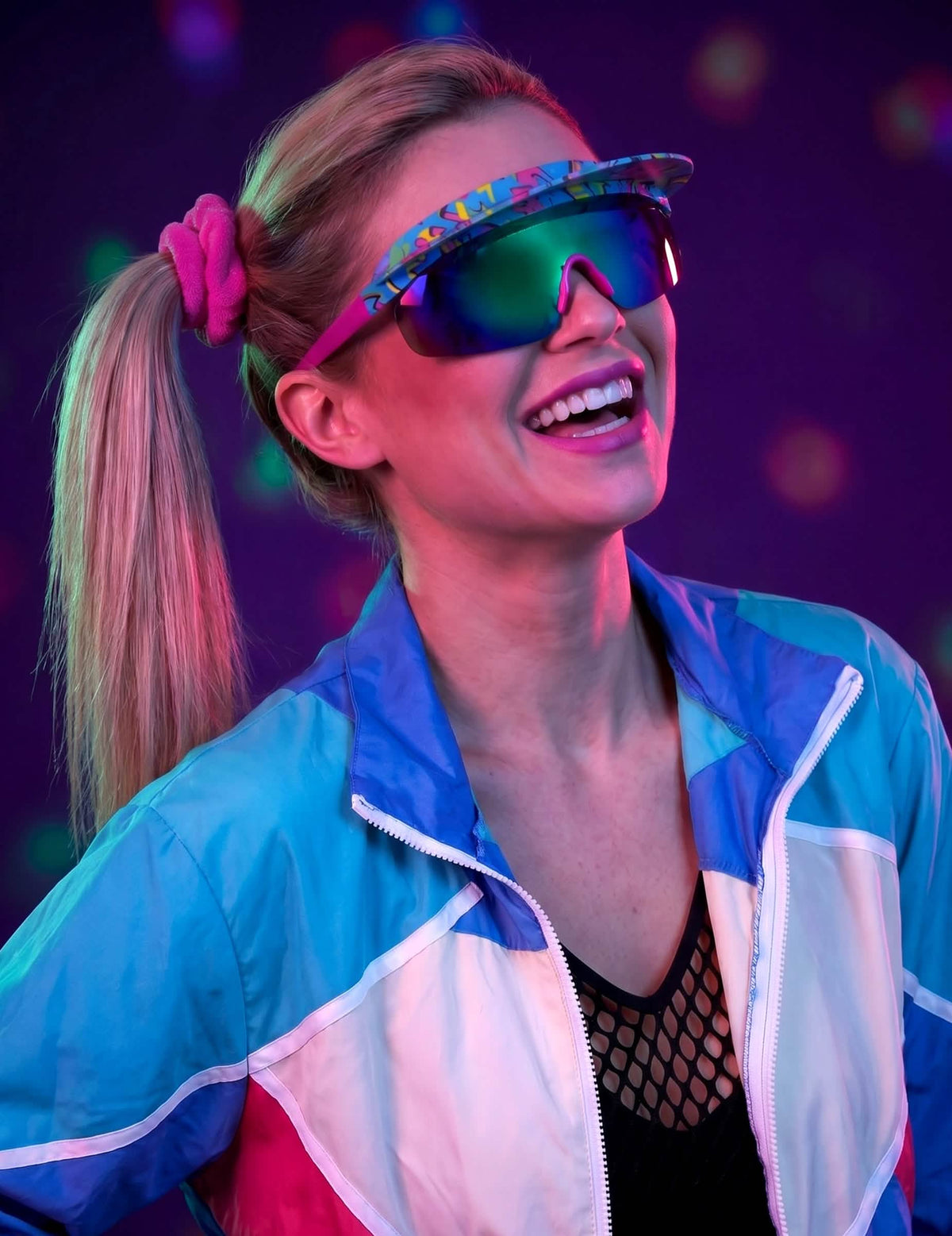 Lunettes avec visière années 80 bleues adulte