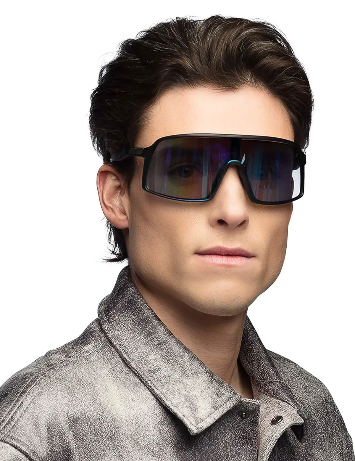 Lunettes de festival à reflets pour adulte noires à verres irisés