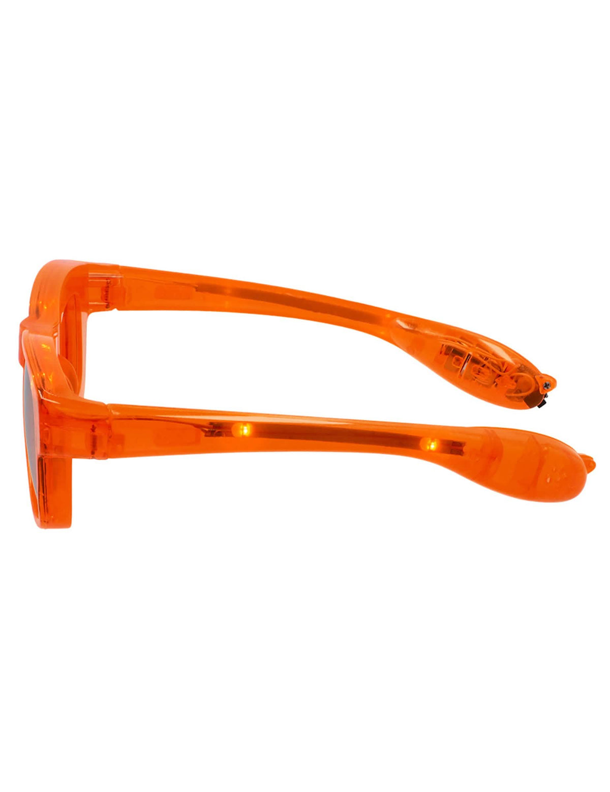 Vue de profil des lunettes lumineuses à LED pour adulte oranges