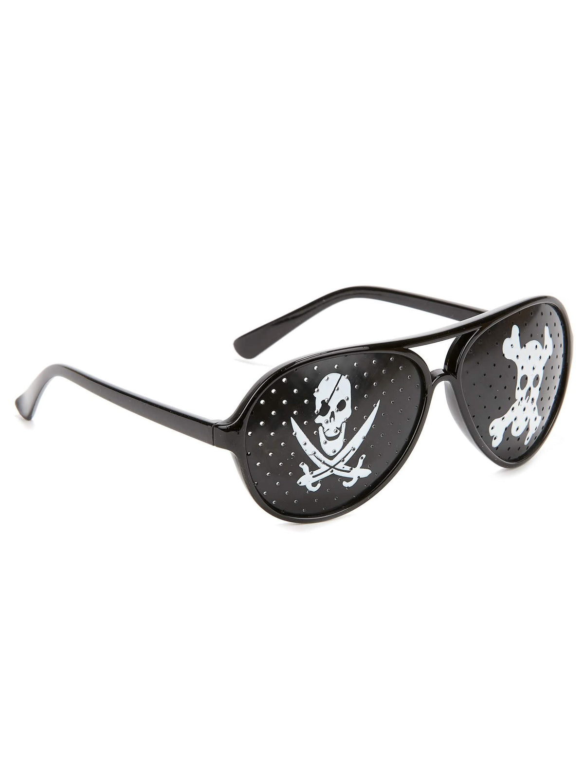 Lunettes pirate pour adulte noires avec motifs de têtes de mort