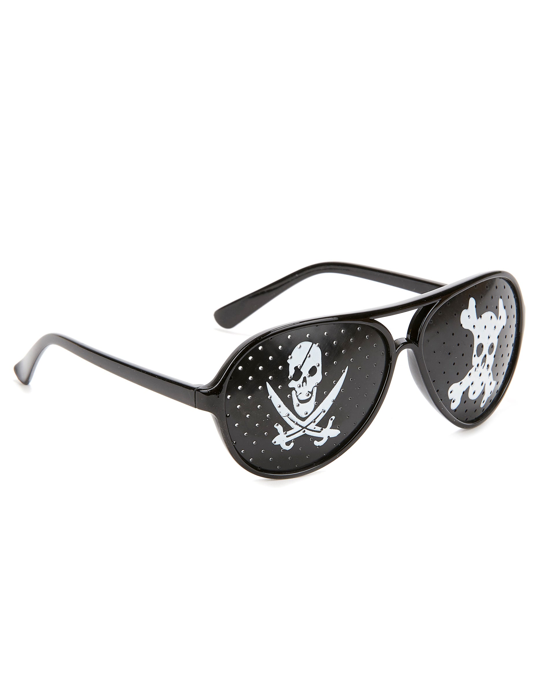 Lunettes pirate pour adulte noires avec motifs de têtes de mort