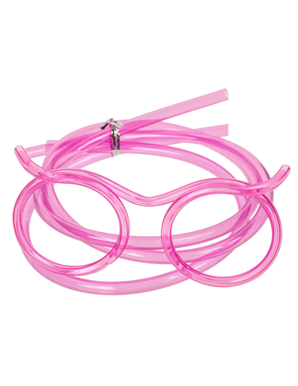 Vue de face de la variante rose des lunettes paille pour adulte