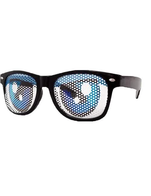 brillen Party Big Eyes voor volwassenen zwart met blauw ogenpatroon