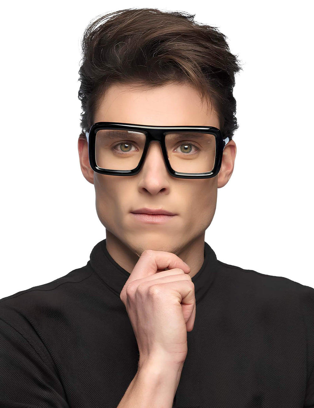 Lunettes retro pour adulte noires à monture épaisse