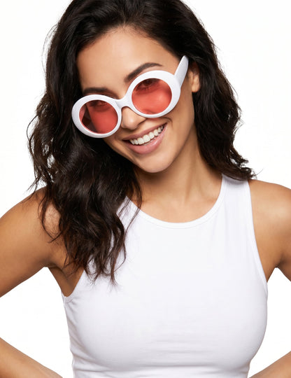 Lunettes rondes blanches plastique adulte