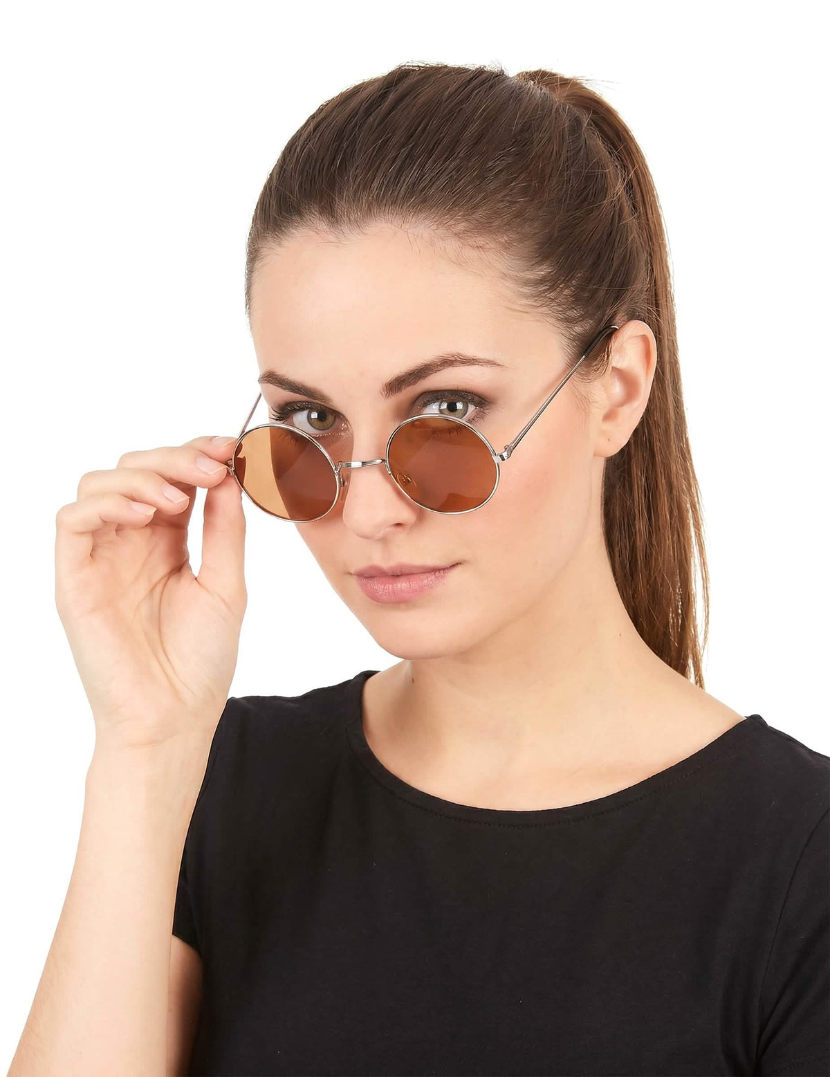 Ronde bruine hippie bril voor volwassenen