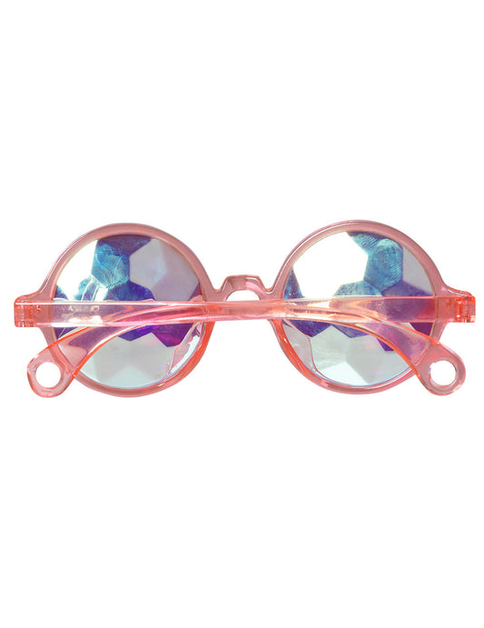 Vue de dos des lunettes rondes à prismes pour adulte