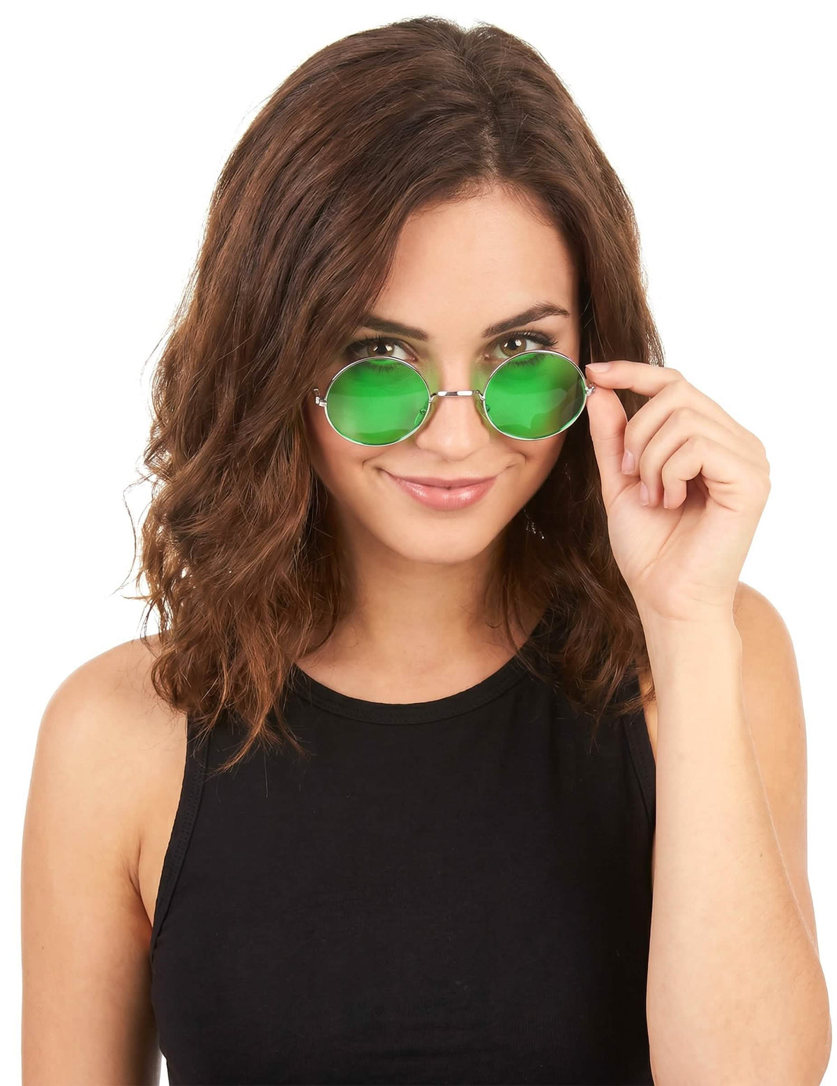 Lunettes rondes vertes de hippie adulte
