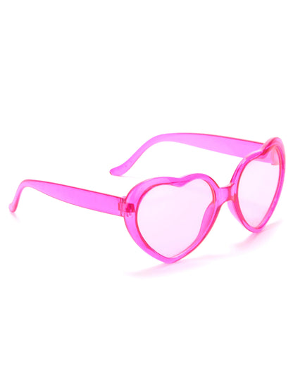 Lunettes roses coeur plastique adulte