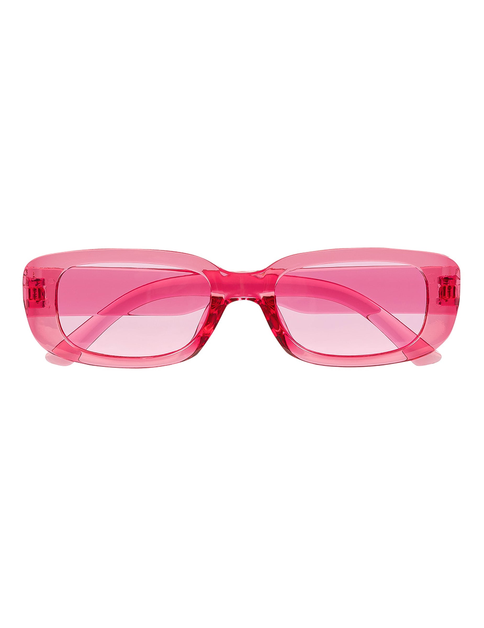 Vue de face des lunettes roses transparentes pour adulte turn off