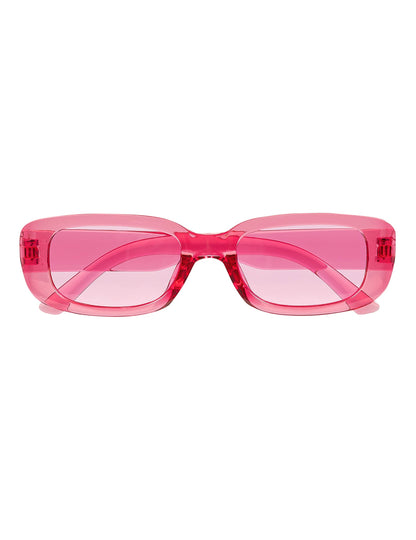 Vue de face des lunettes roses transparentes pour adulte turn off