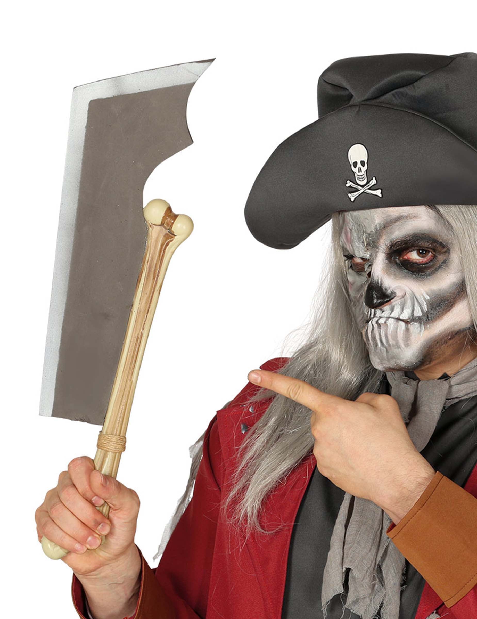 Machette avec os pirate pour adulte gris et beige