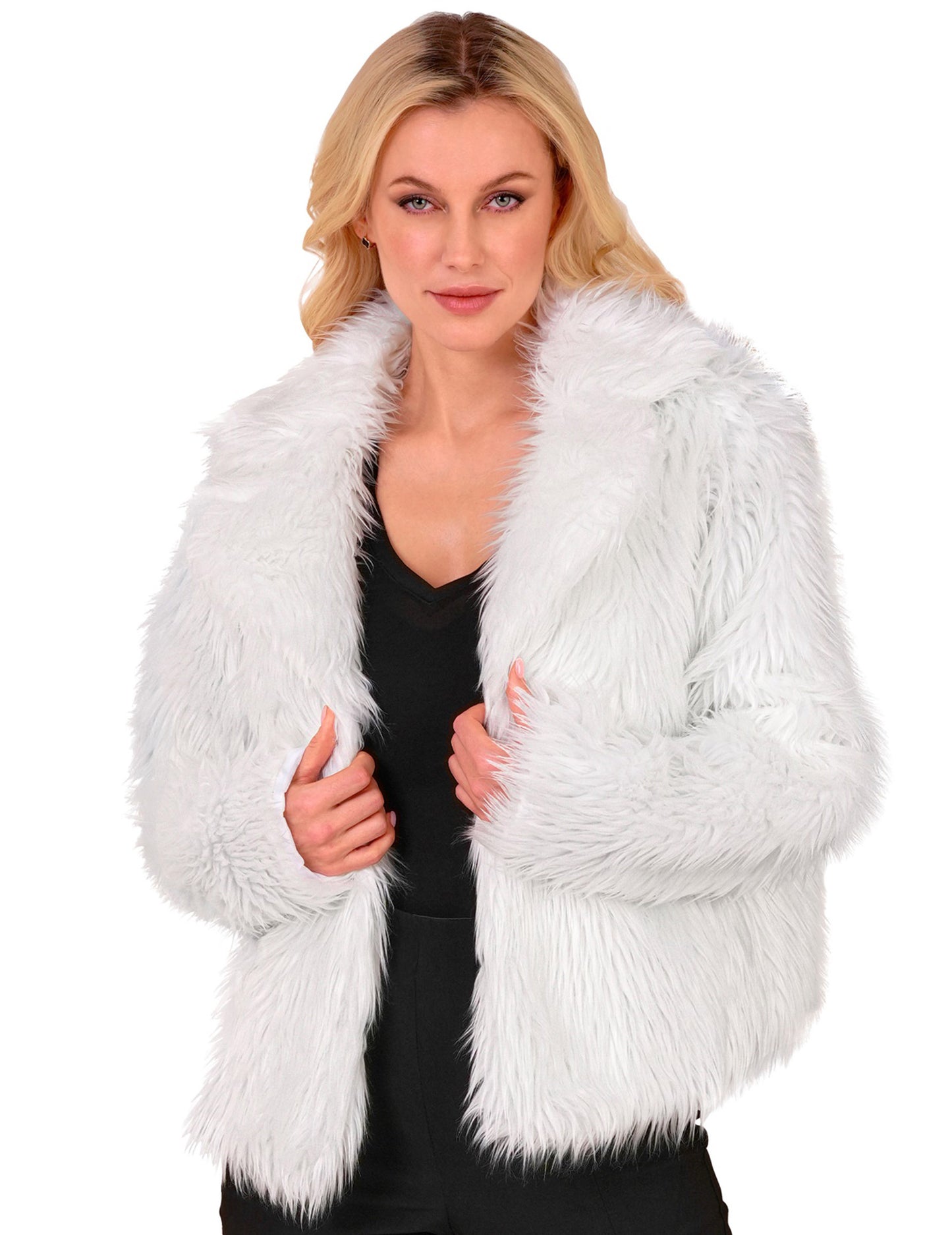 Manteau en fausse fourrure blanc adulte