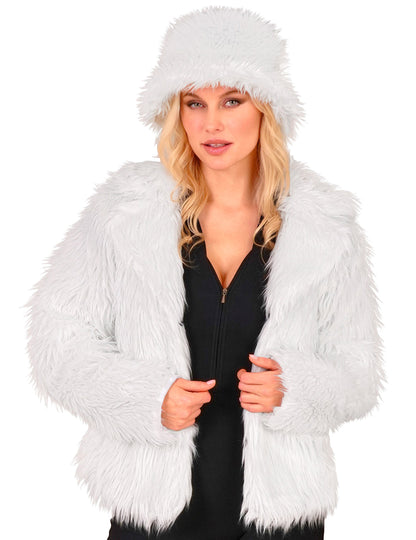 Manteau en fausse fourrure blanc adulte