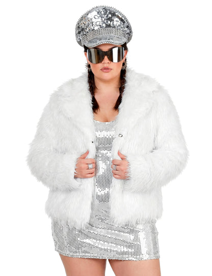 Manteau en fausse fourrure blanc adulte