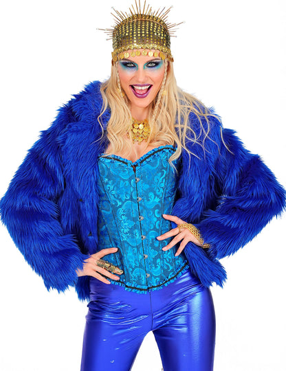 Manteau en fausse fourrure bleu foncé adulte
