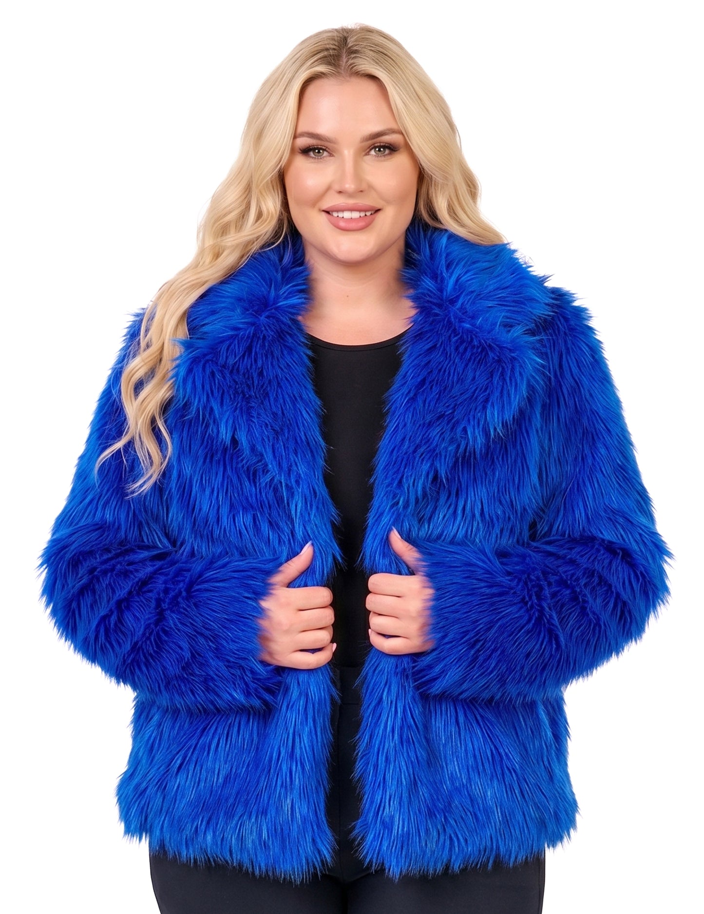 Manteau en fausse fourrure bleu foncé adulte