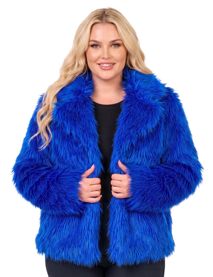Manteau en fausse fourrure bleu foncé adulte