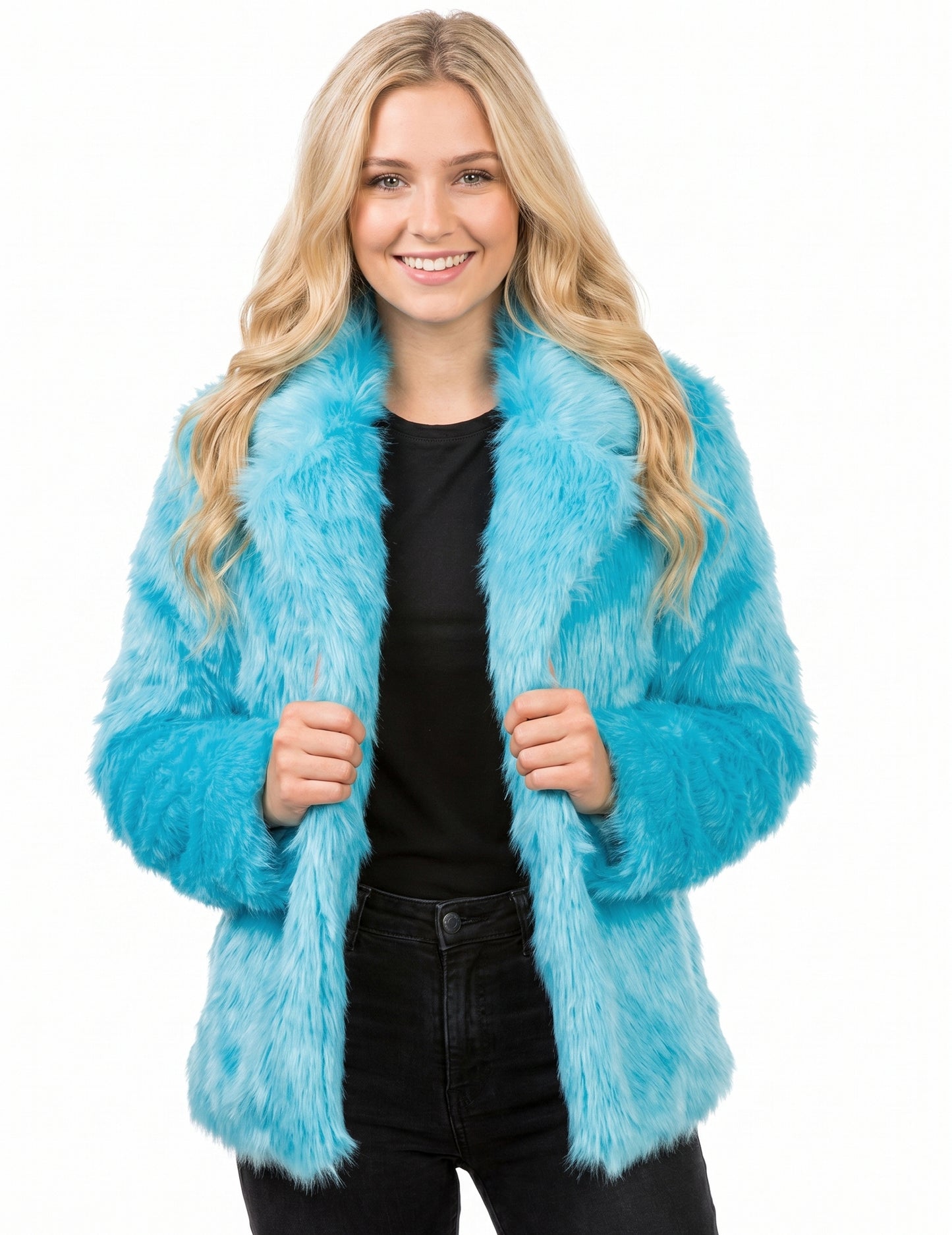 Blauw bontjas voor volwassenen