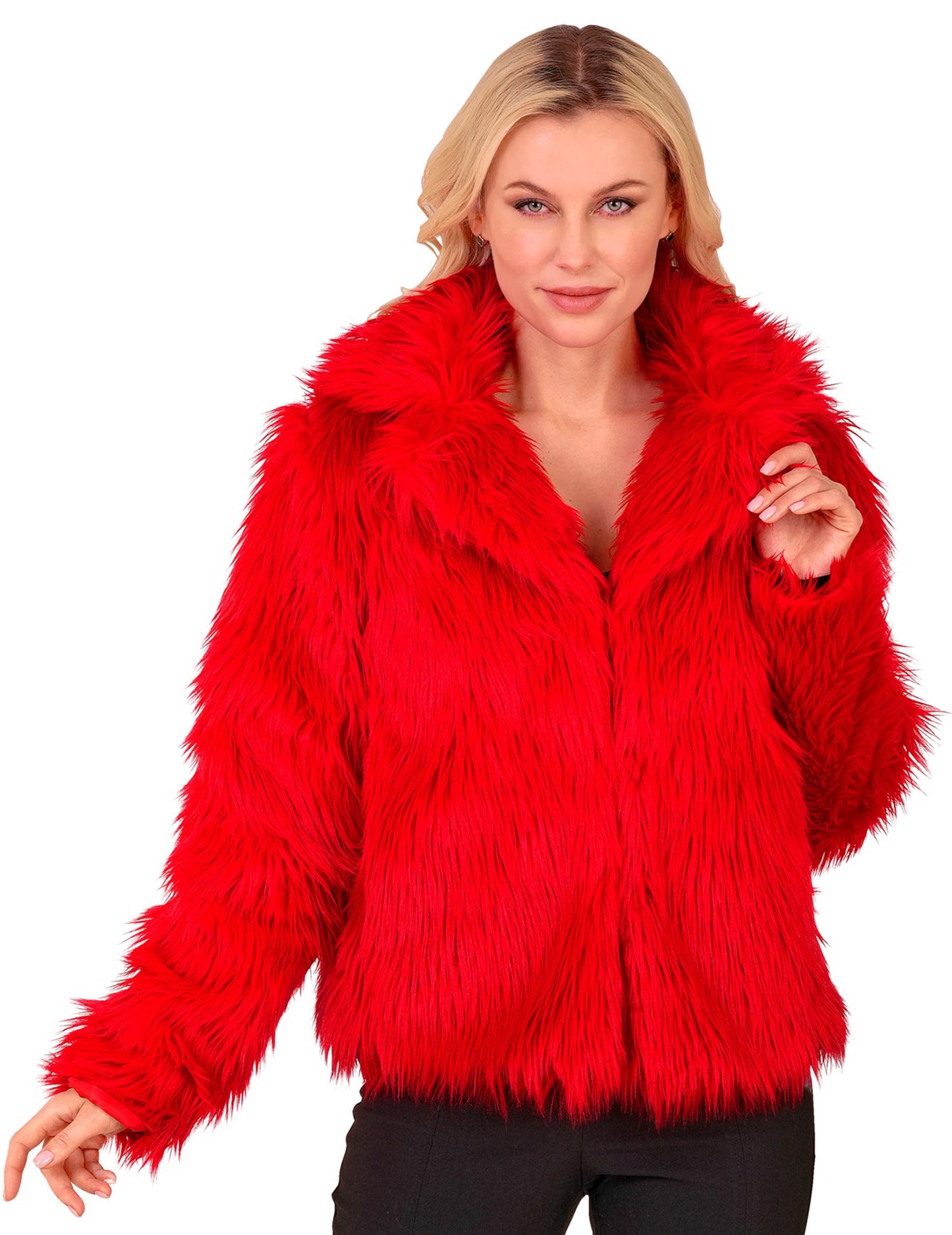 Manteau en fausse fourrure rouge adulte