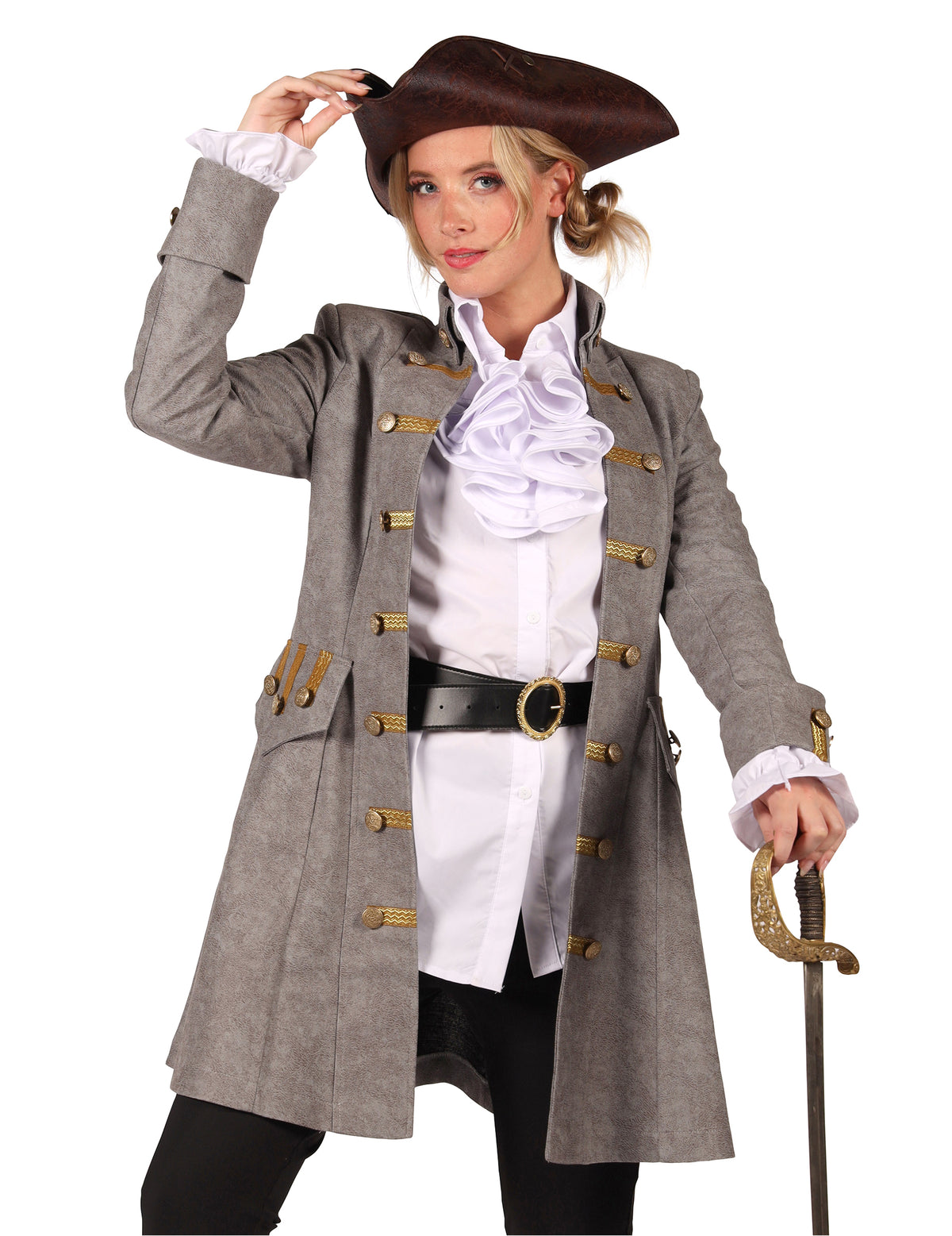 Veste longue de pirate grise femme