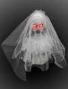 Mariée fantôme de table pour Halloween blanche avec yeux rouges lumineux