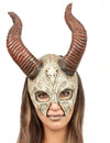 Masque crâne de buffle pour adulte beige avec grandes cornes marron