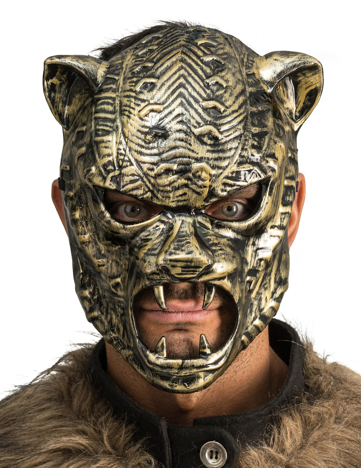 Masque de Tigre Maître du temps pour adulte or et noir