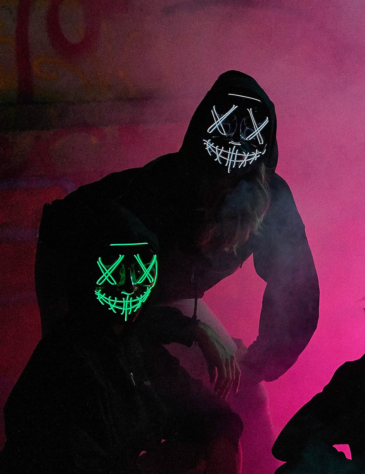 Situatie in het donker van het lichtgevende ledmasker voor volwassenen groen