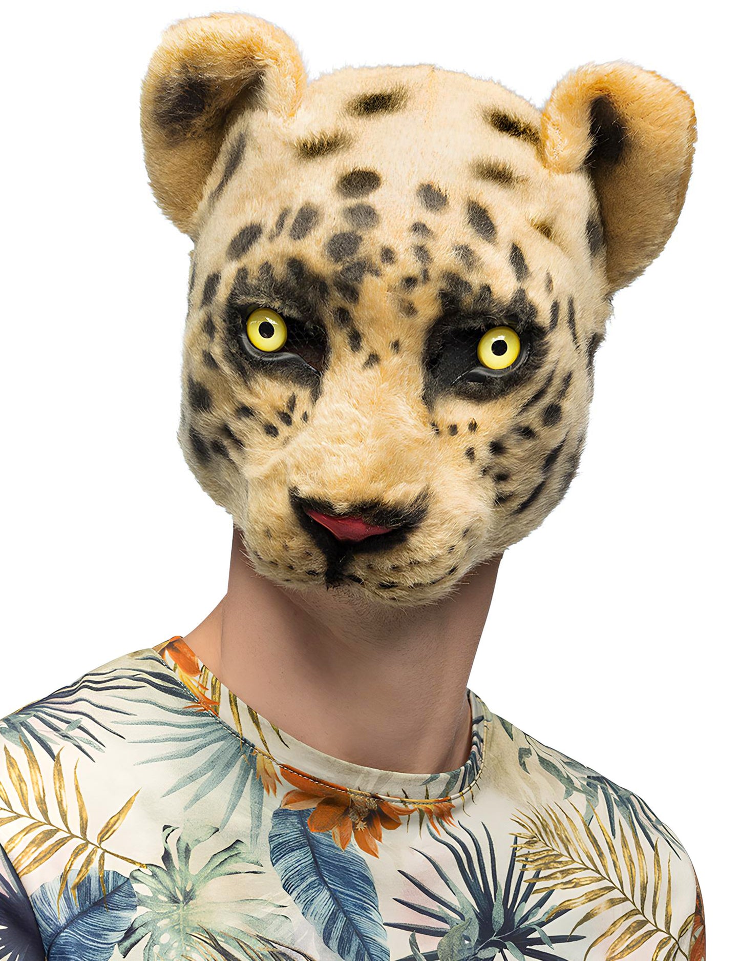 Masque Léopard pour adultes et enfants beige à taches noires en peluche