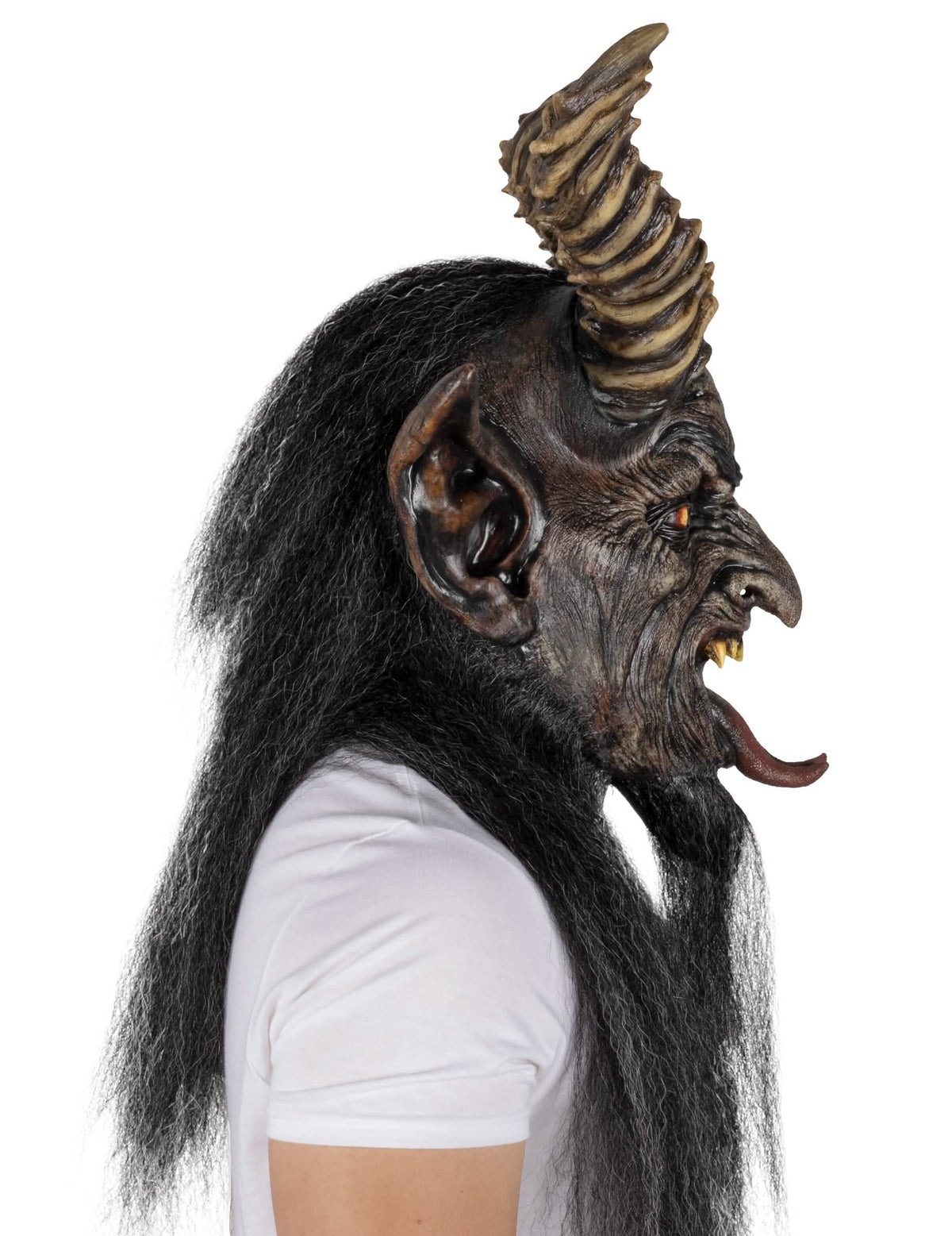 Luxe zwart monstermasker met hoorns voor volwassenen