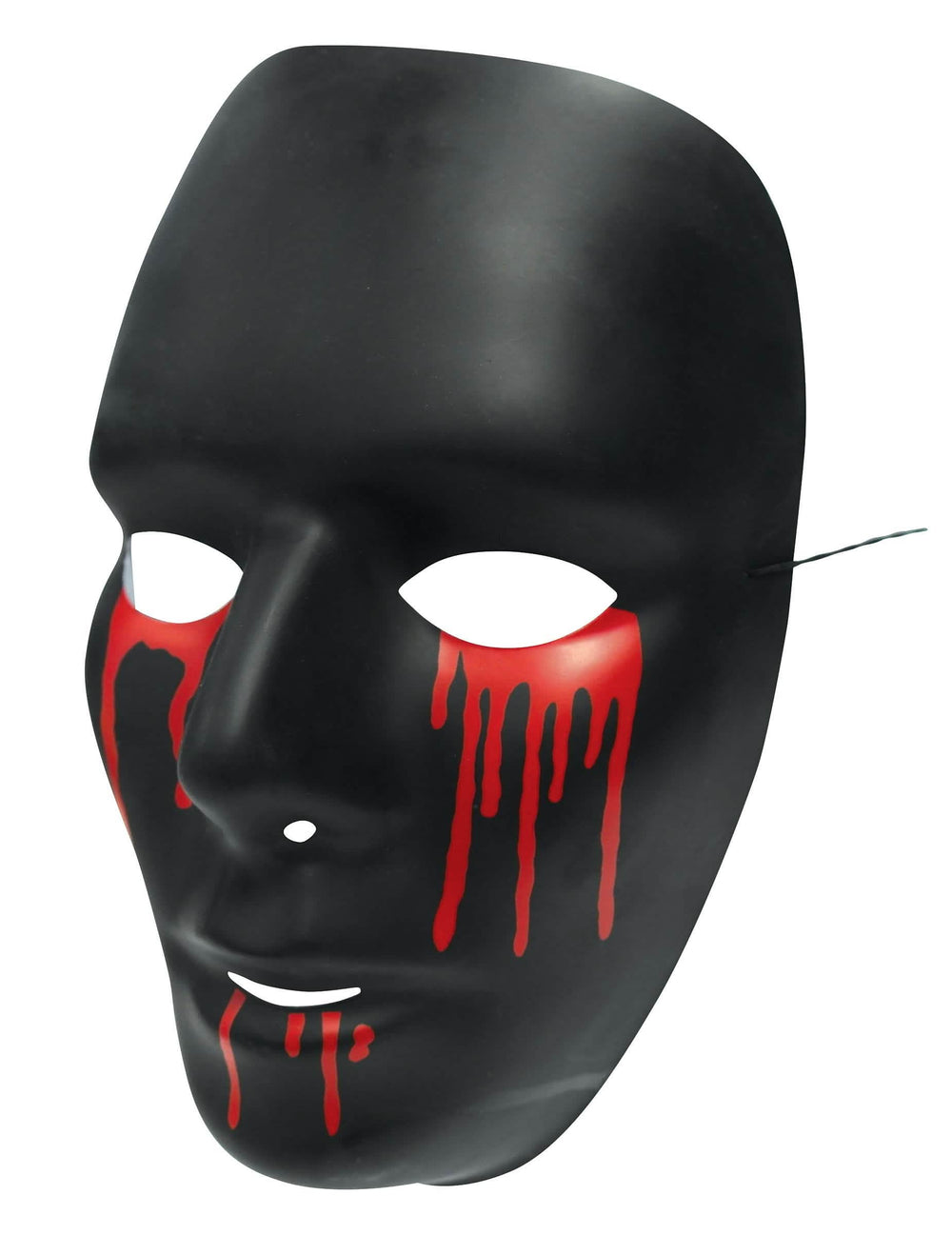 Vue de face du masque Halloween pour femme noir avec larmes de sang