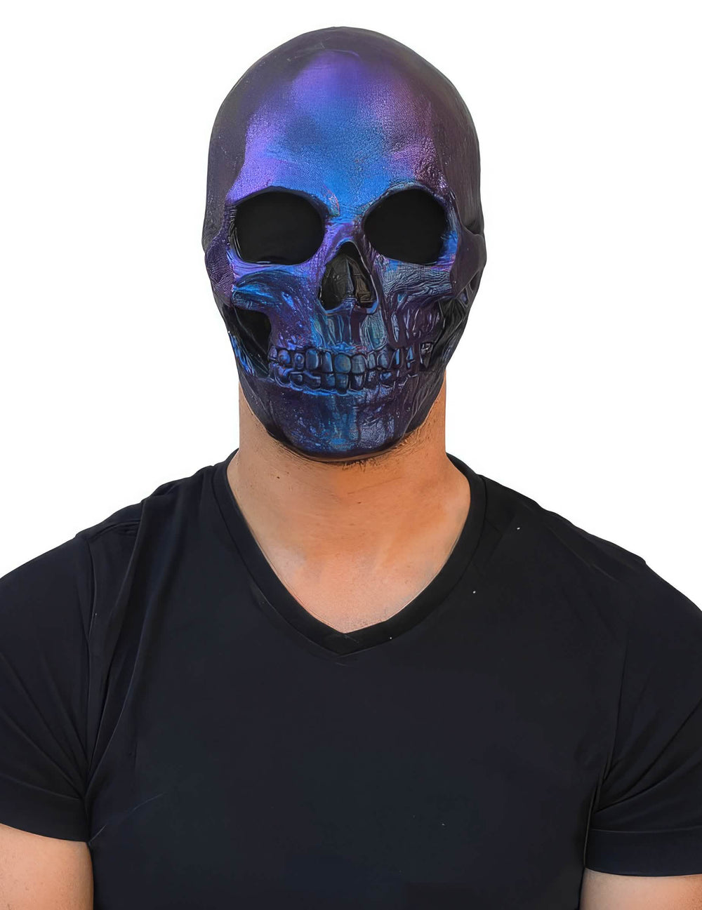 skeletmasker voor volwassenen metallic blauw