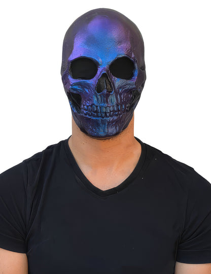 Masque squelette pour adulte bleu métallique