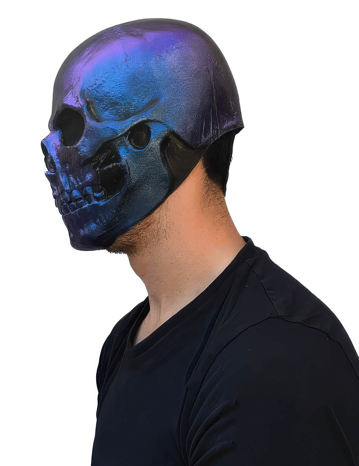 Blauw metallic skelet masker volwassenen