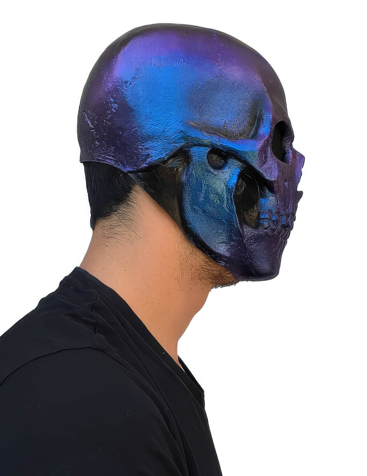 Blauw metallic skelet masker volwassenen