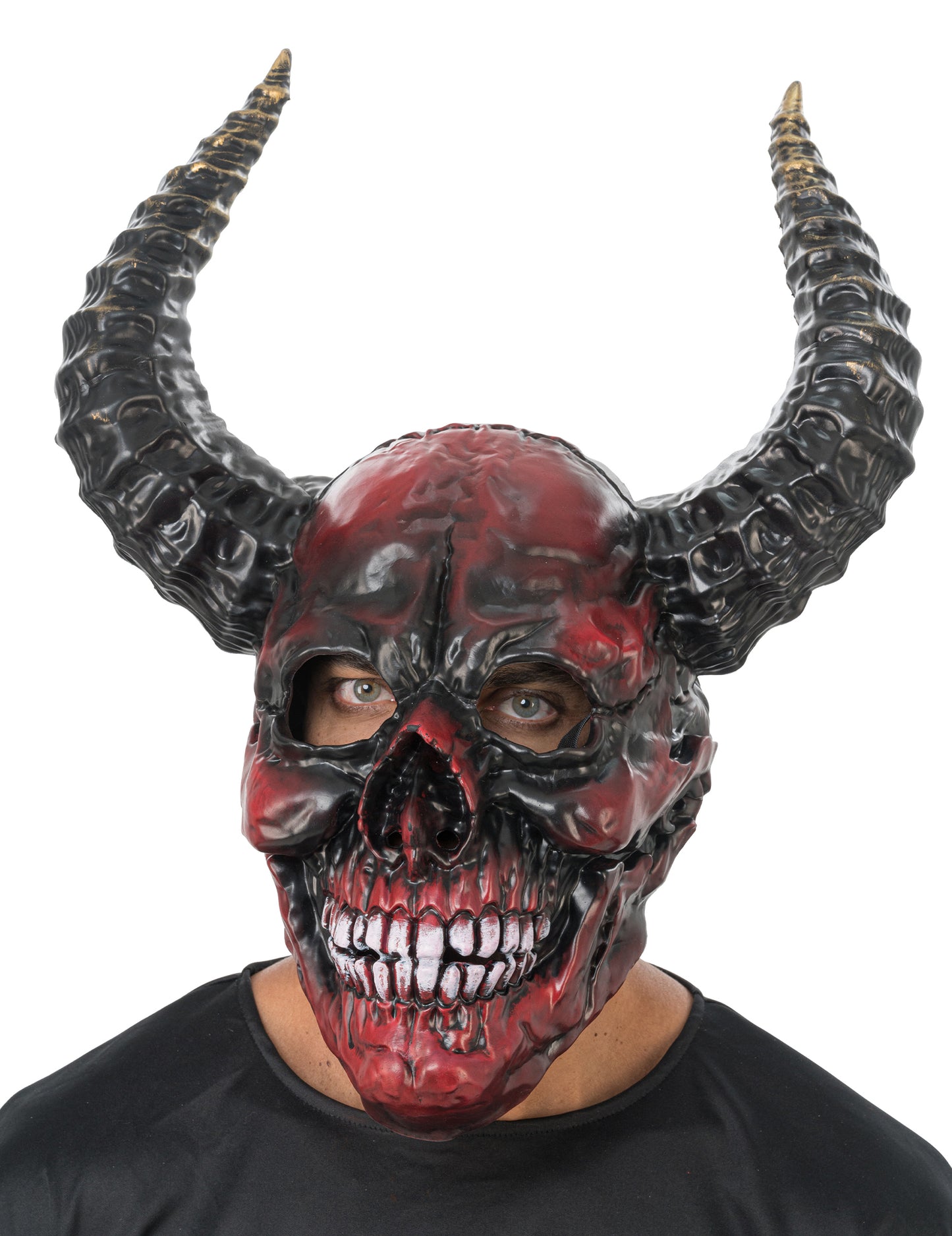 Luxe demonisch skeletmasker zwart en rood volwassene