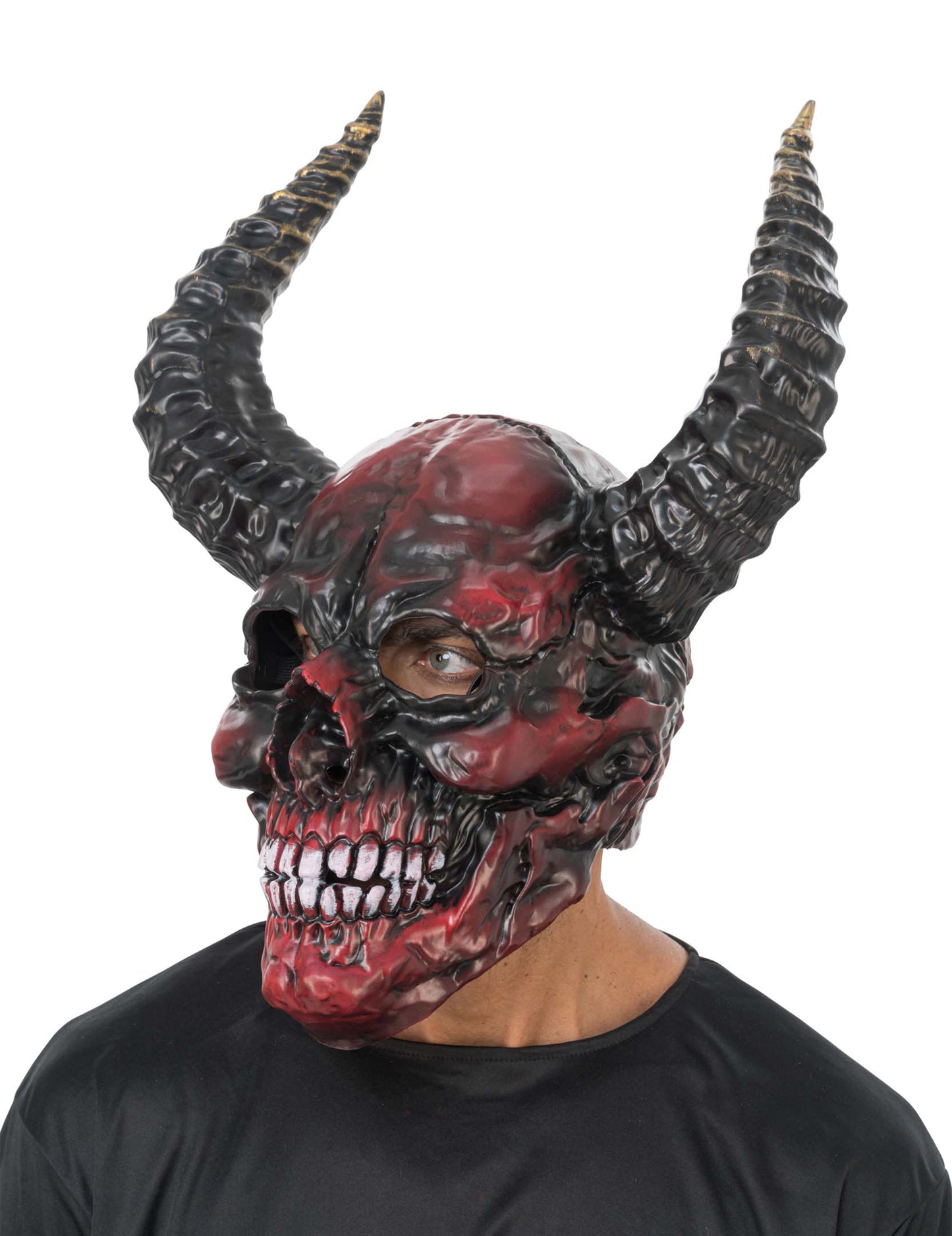 Luxe demonisch skeletmasker zwart en rood volwassene