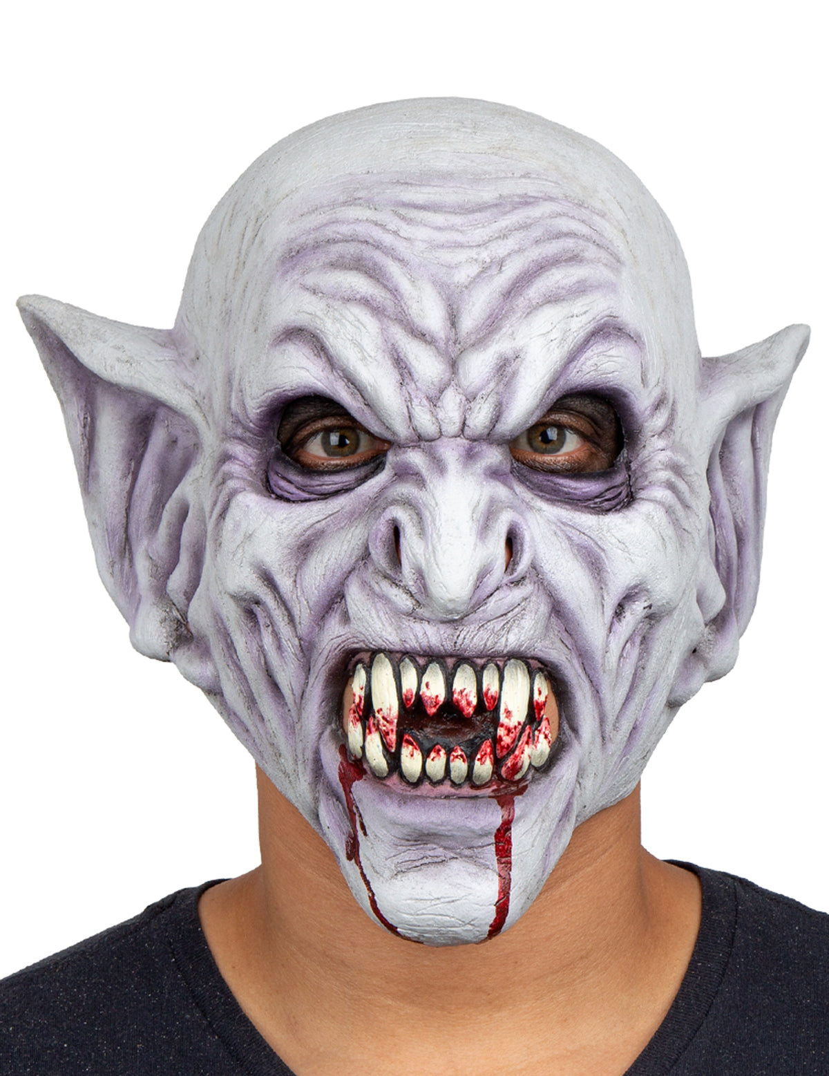 Monstrueus vampiermasker voor volwassenen grijs-paars en bebloed