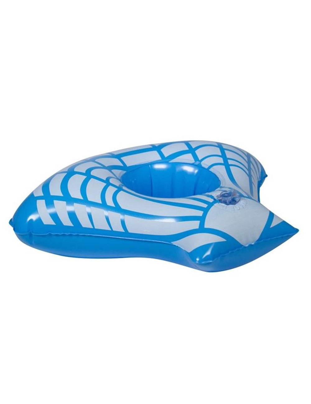 Mini opblaasbare bekerhouder Schelp voor volwassenen blauw en wit