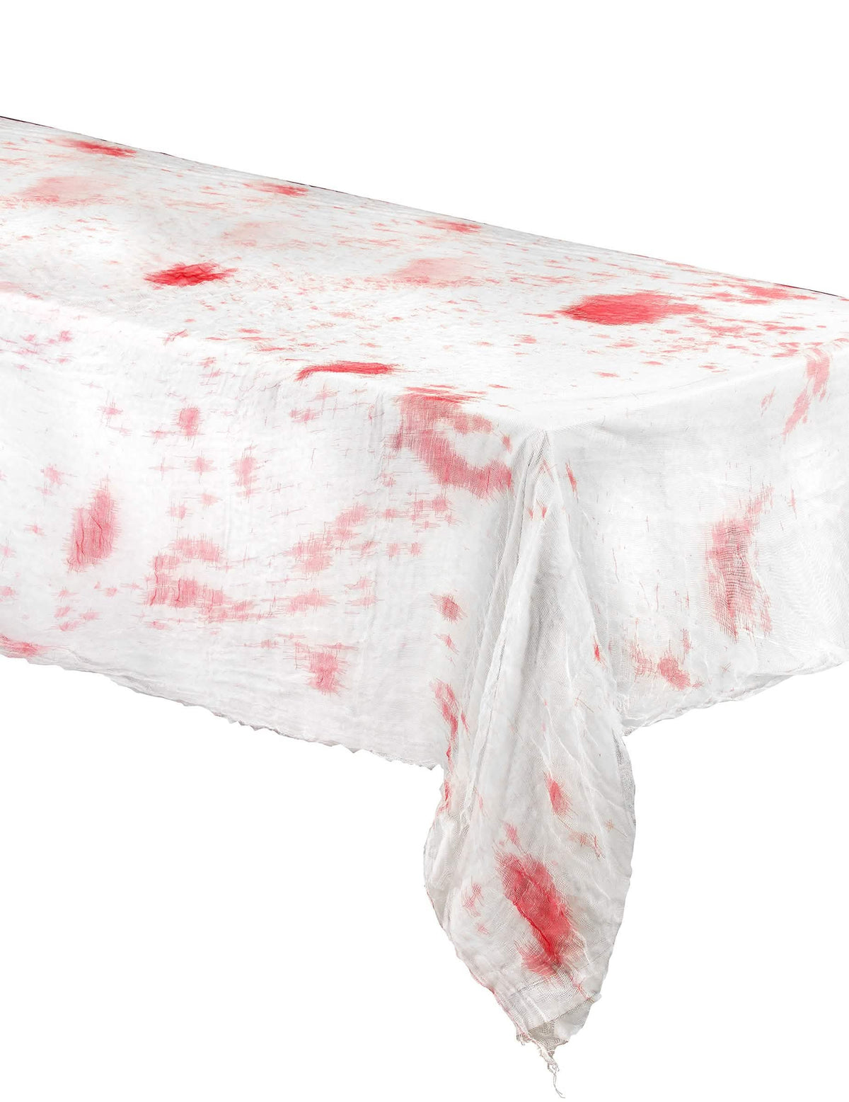 Nappe blanche ensanglantée pour Halloween effet gaze avec taches de sang rouge